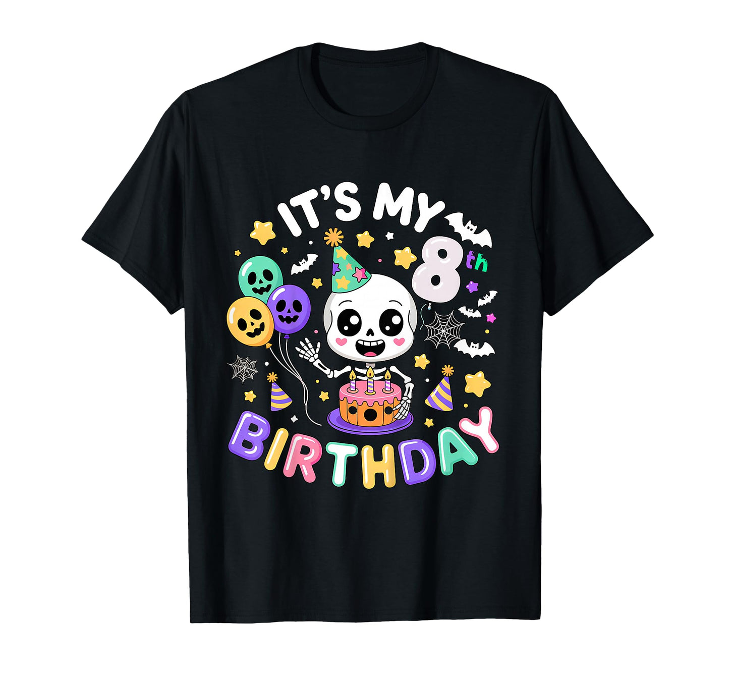 Its My 8th Birthday Skeleton Halloween Toddler Boy Girl T-Shirt
