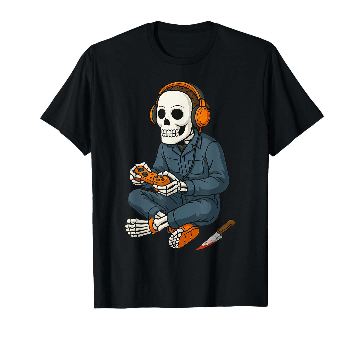 Halloween Skeleton Gamer Video Gaming Funny Skeleton Gaming T-Shirt