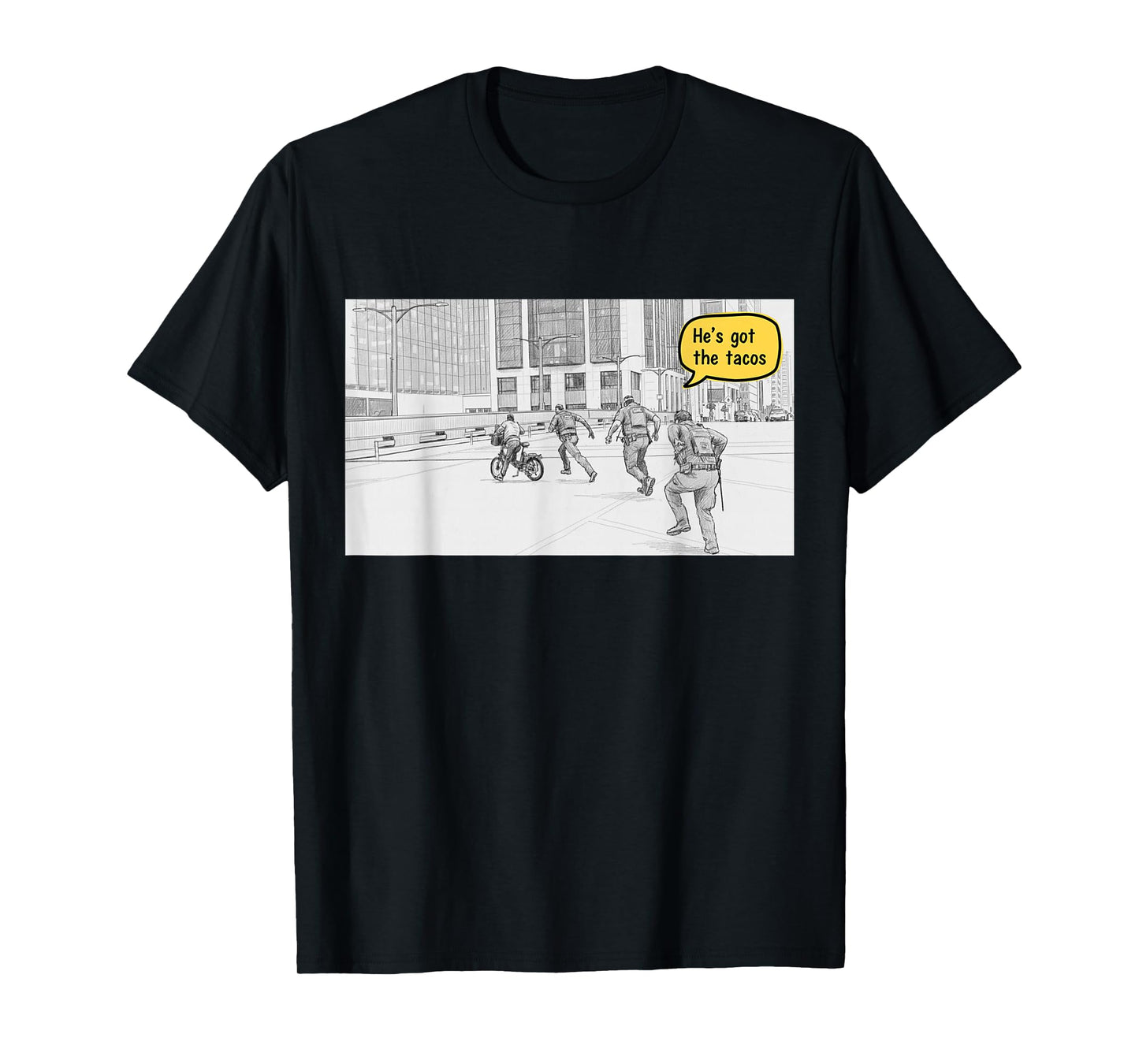 Chicago Bike Guy Funny Bicycle Chase T-Shirt