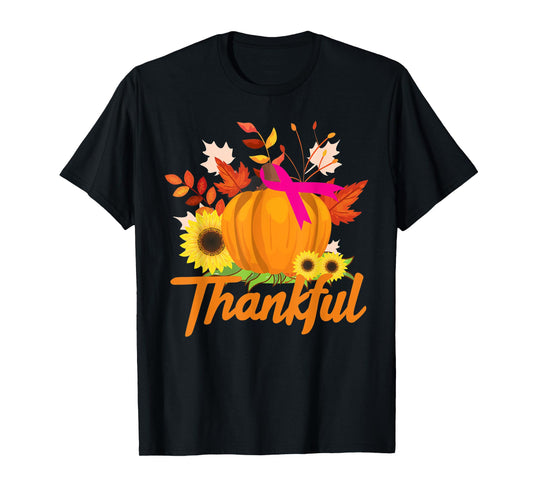 Breast Cancer Survivor Shirt Thankful Pink Ribbon Sunflower T-Shirt
