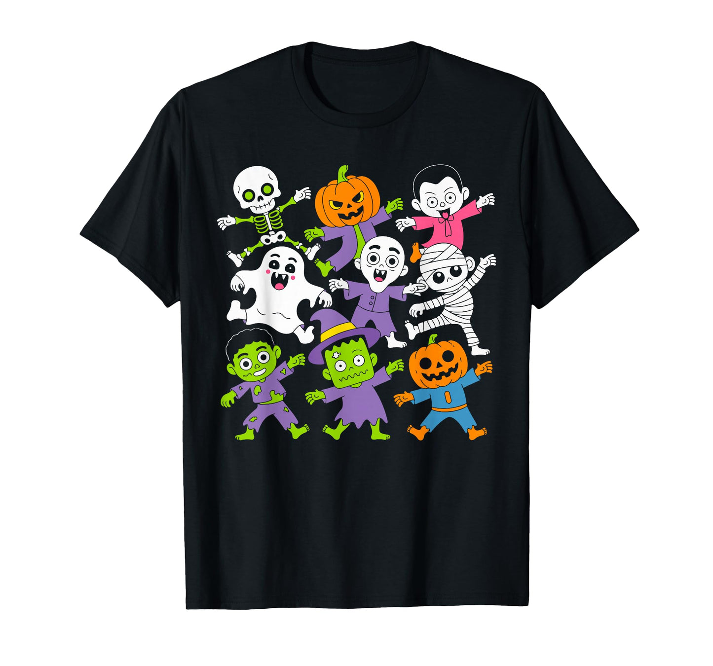 Skeleton Ghost Pumpkin Dance Halloween Costume Boys Girls T-Shirt