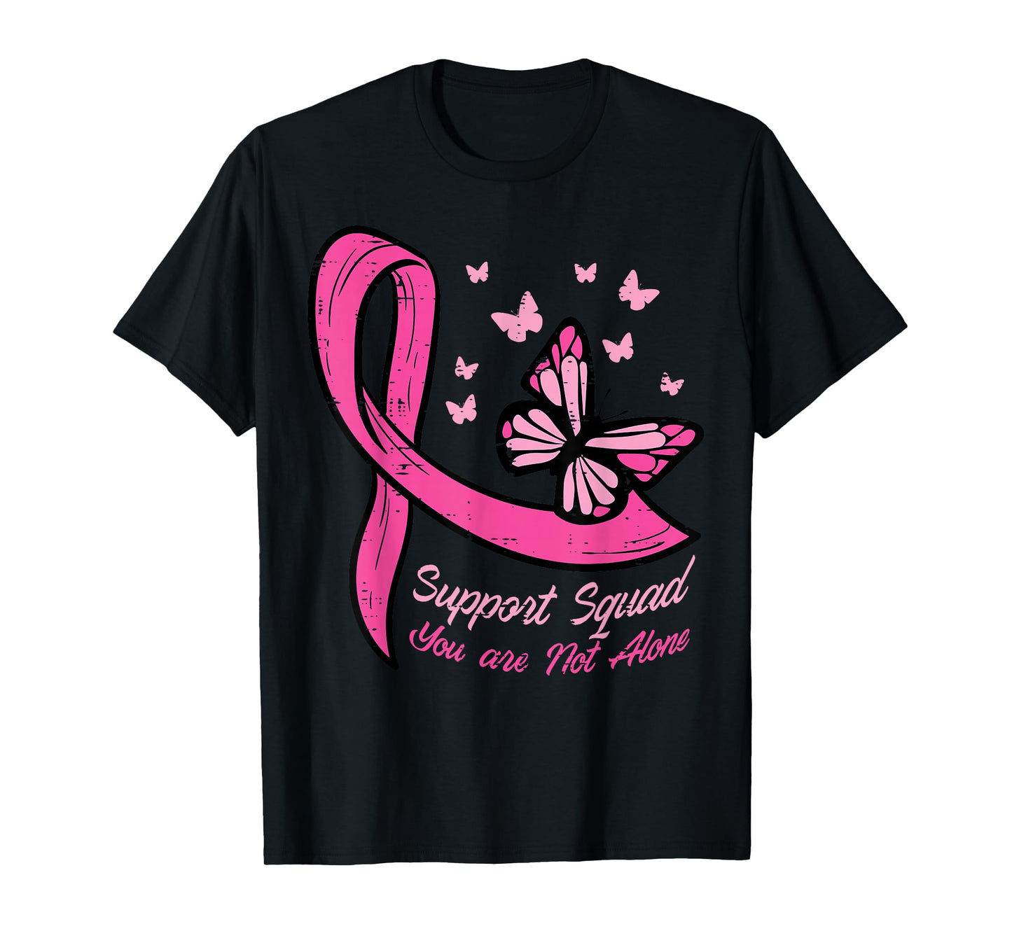 Breast Cancer Ribbon Butterfly Support Squad Women Men Kids T-Shirt