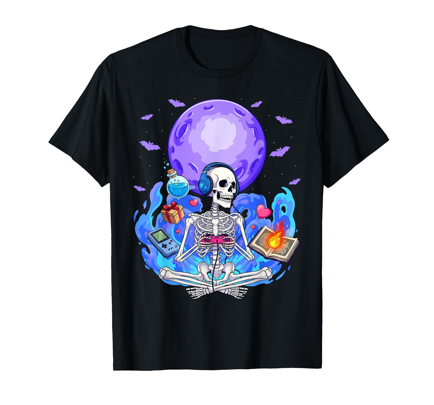 Video Game Lover Gaming Gamer Skeleton Halloween T-Shirt