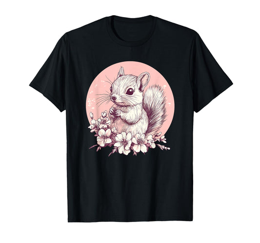 Adorable Squirrel With Flowers T-Shirt