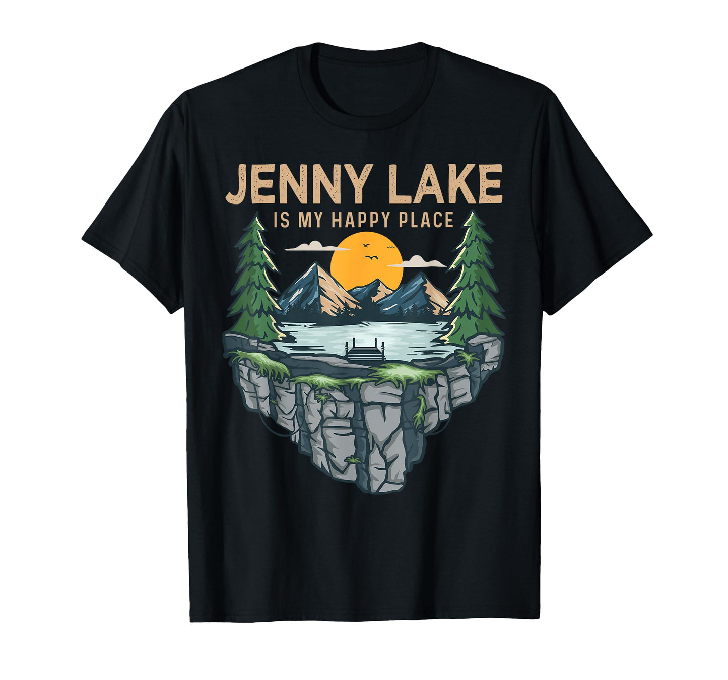 Fishing Boating Camping - My Happy Place Jenny Lake T-Shirt