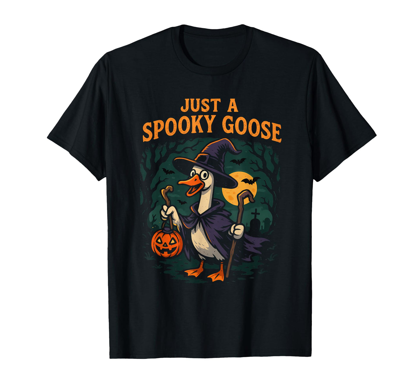 Just A Spooky Goose Halloween Skeleton Costume Silly Goose T-Shirt