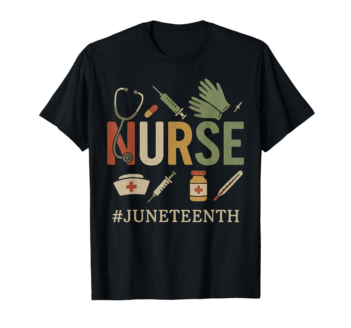 Juneteenth Nurse Black Freedom Day 1865 Nursing Stethoscope T-Shirt