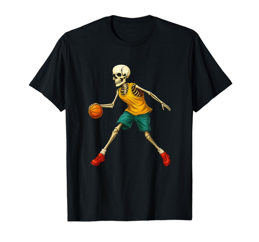 Basketball Skeleton Spooky Sports Halloween Design T-Shirt