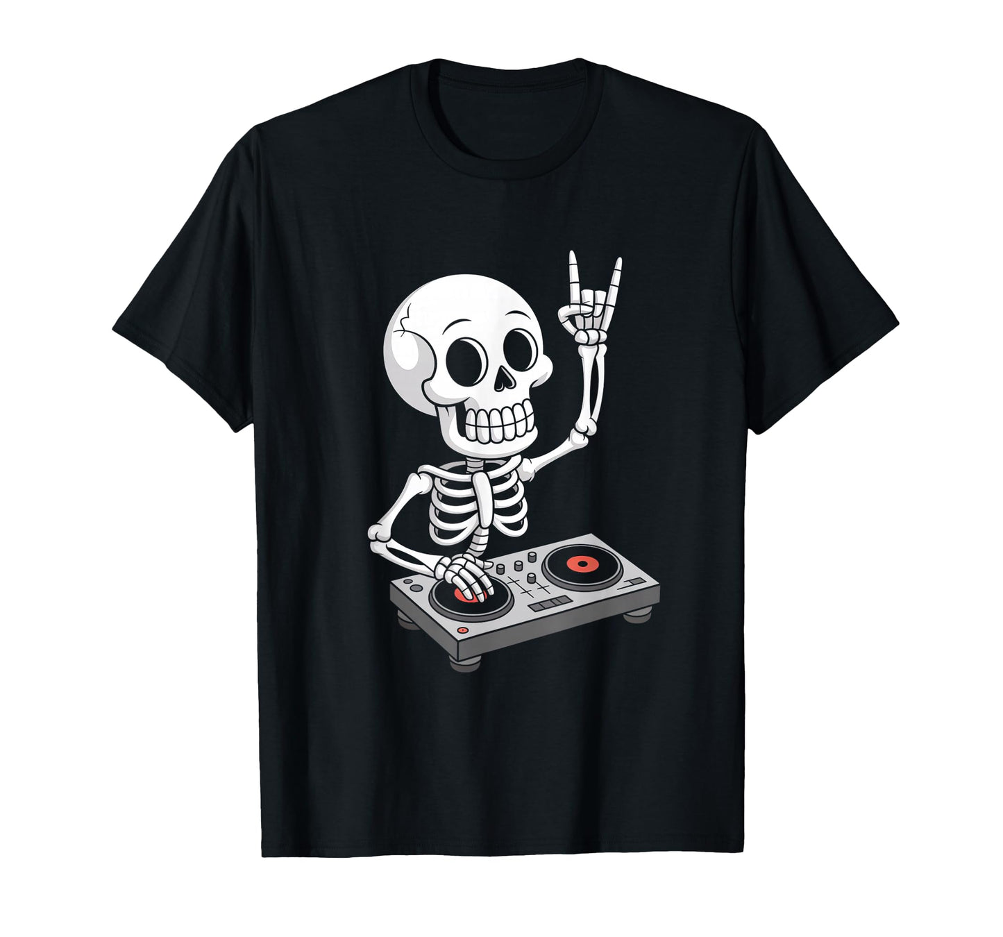 Skeleton DJ on Turntables EDM Synthesizer Rave Music Ghost T-Shirt