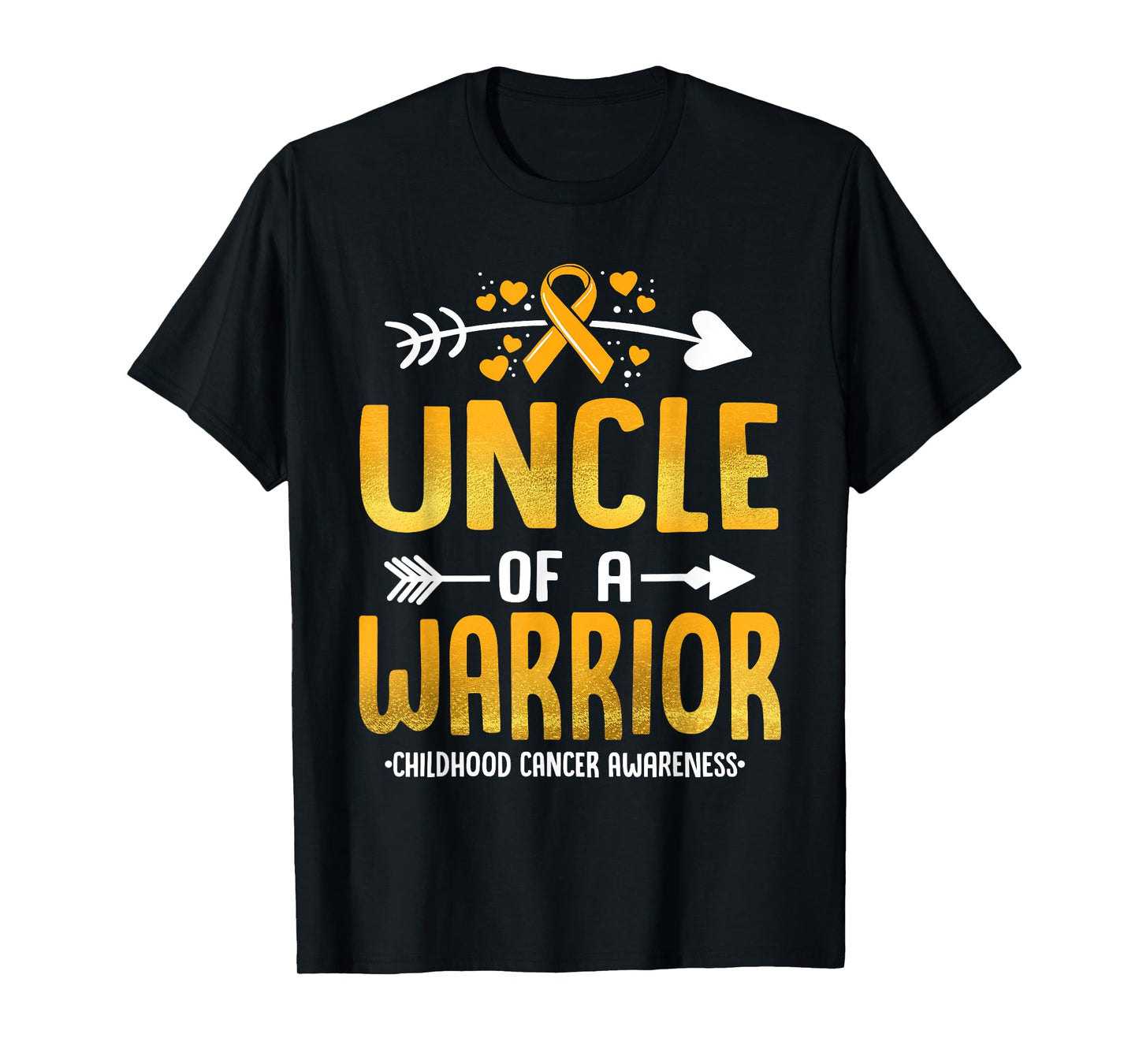 Uncle Of A Warrior Childhood Cancer Awareness Gold Ribbon T-Shirt