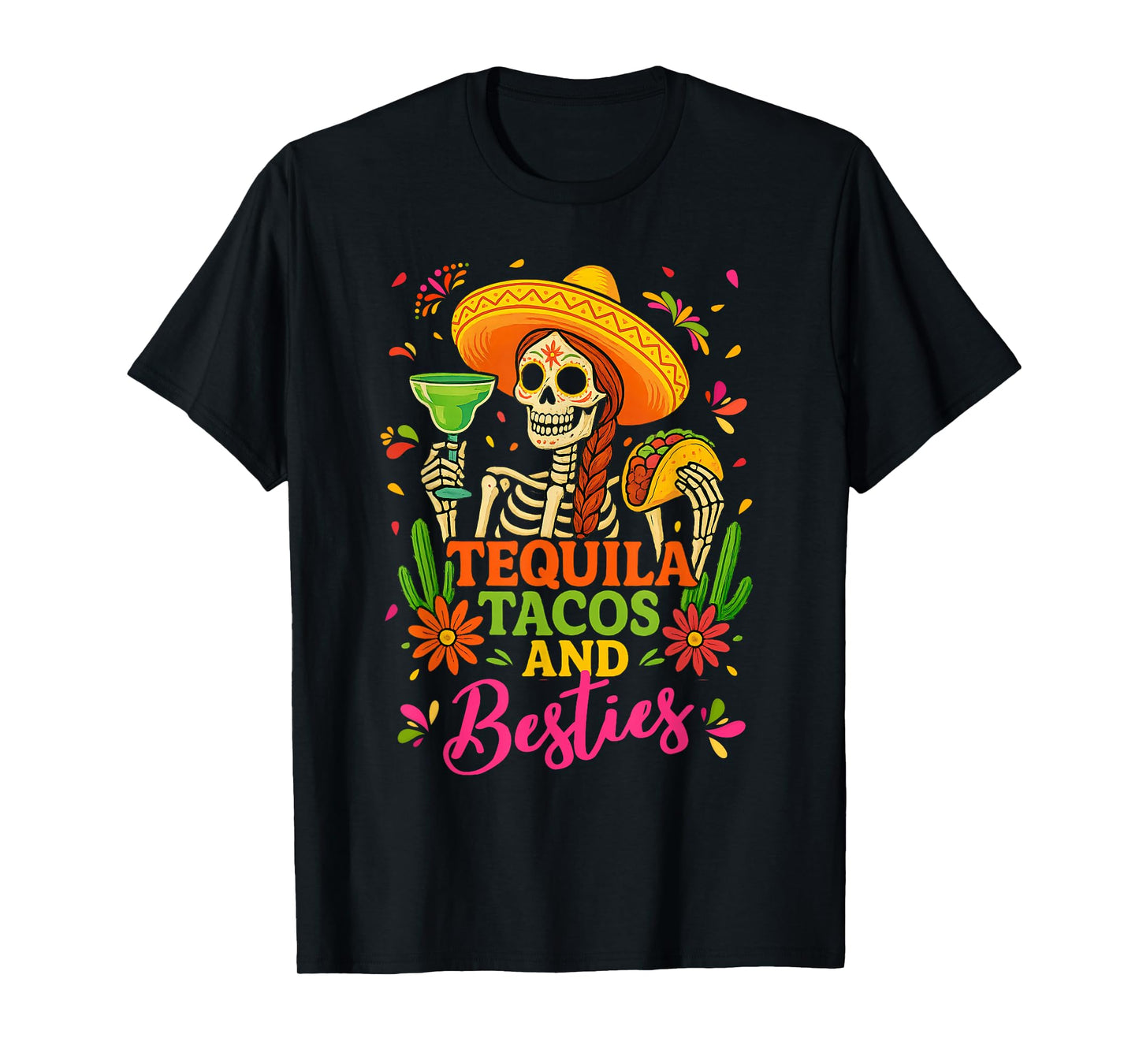 Tequila Tacos and Besties Margarita Squad Summer Girls Trip T-Shirt