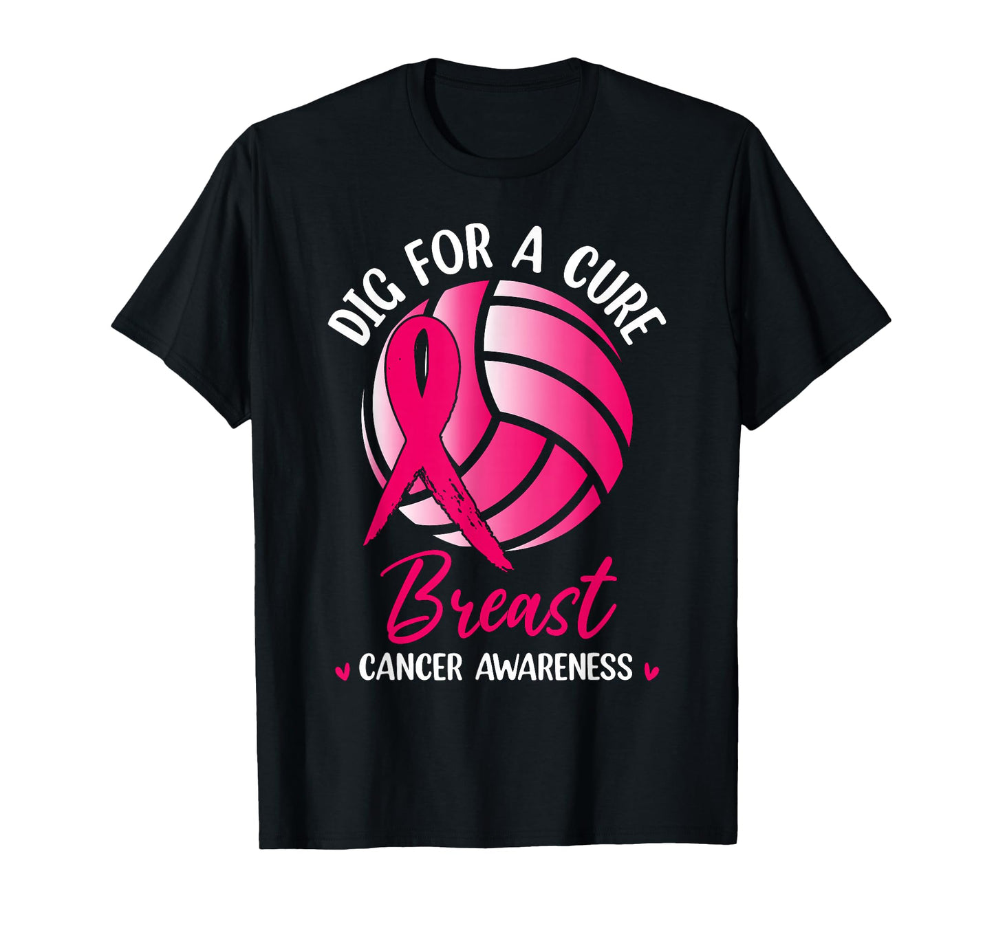 Dig For Cure Ribbon Volleyball Breast Cancer Awareness Pink T-Shirt