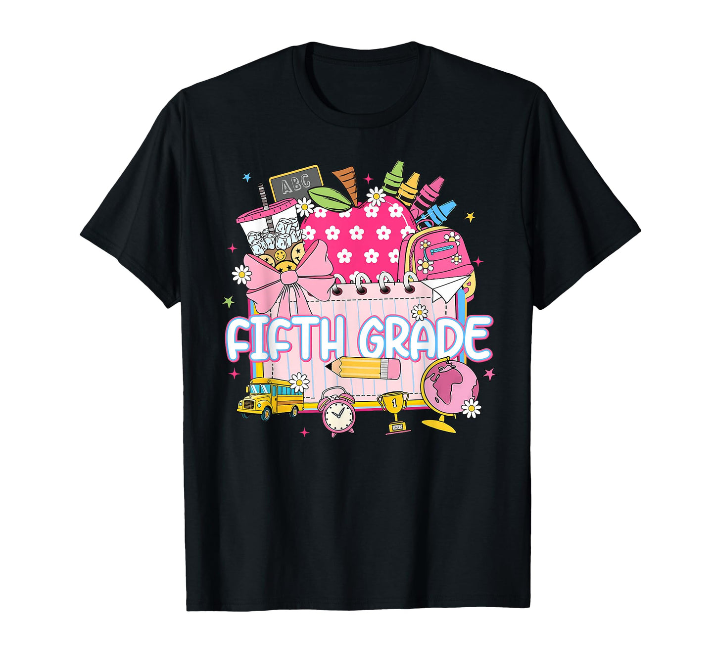 Fifth 5th Grade Back To School Coffee Apple Teacher Women T-Shirt