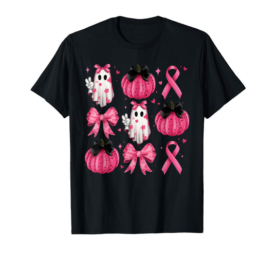 Breast Cancer Awareness Pink Pumpkin Ghost Women Men Kids T-Shirt