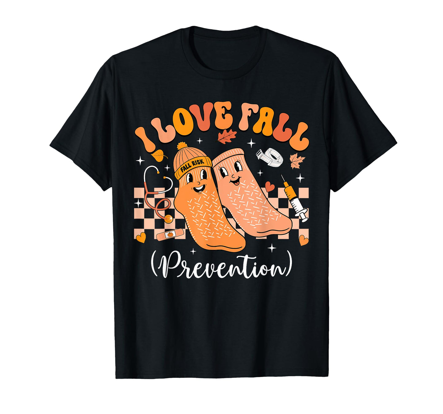 Groovy Retro I Love Fall Prevention Physical Therapy Autumn T-Shirt