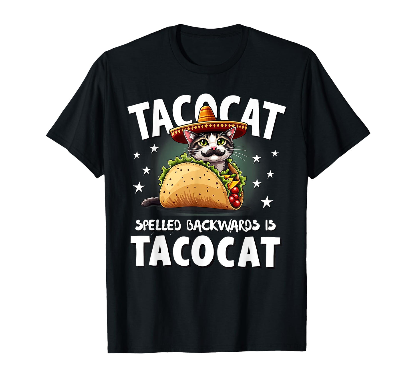 Tacocat Spelled Backward Is Tacocat Mexican Food Cat Lover T-Shirt for Men Women Kids