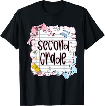 Second Grade School Coquette Bow Back To School First Day T-Shirt