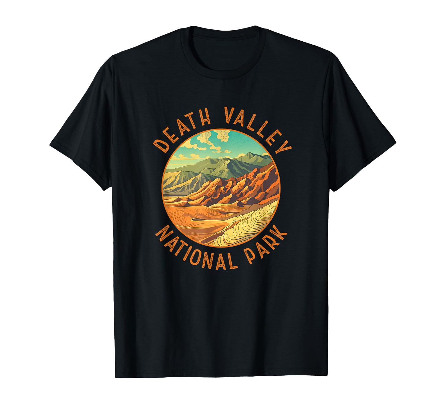 Death Valley National Park Illustration Distressed Circle T-Shirt