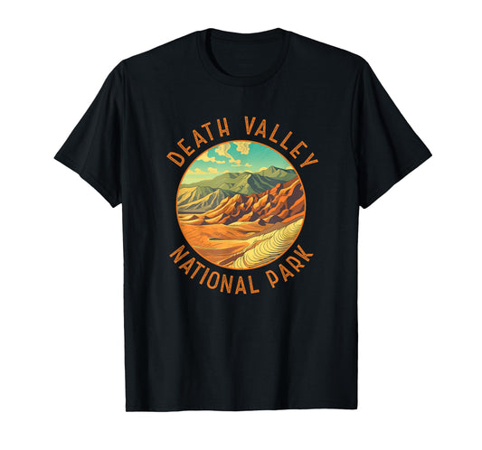 Death Valley National Park Illustration Distressed Circle T-Shirt