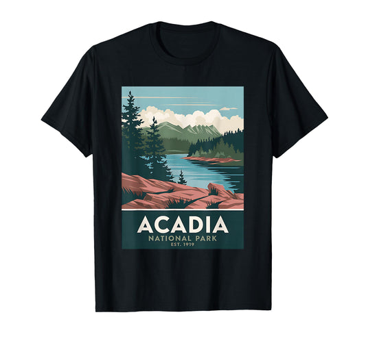 Acadia National Park Vintage Camping Hiking Men Women Kids T-Shirt