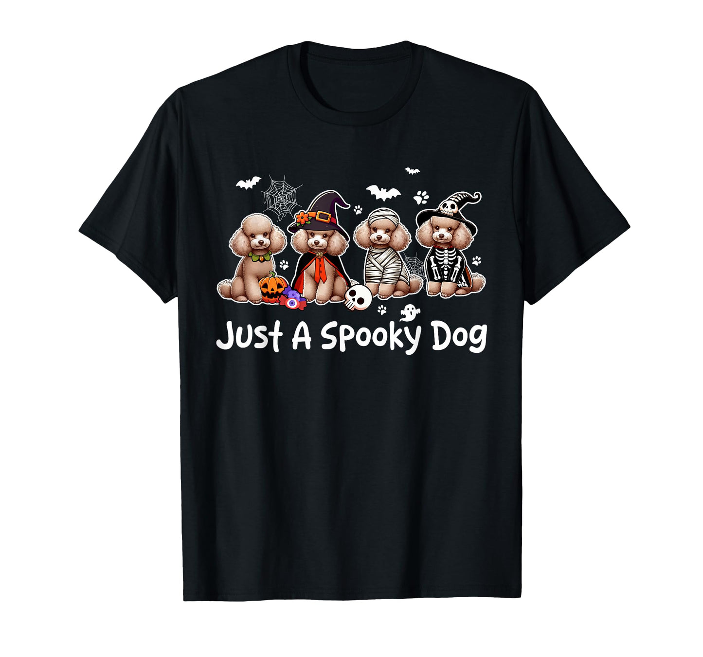 Just A Spooky Halloween Dog Group Poodles As Witch Mummy T-Shirt