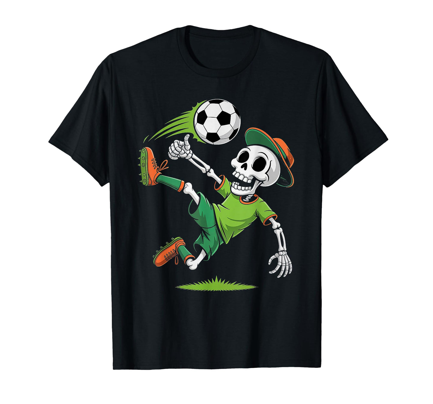 Skeleton Soccer Halloween Costume Boys Men Funny Football T-Shirt