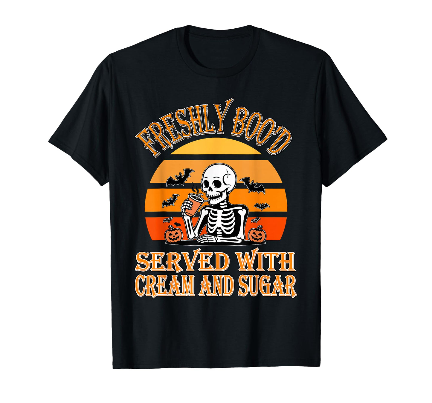 Freshly Boo’d Coffee Skeleton Halloween Funny Spooky T-Shirt