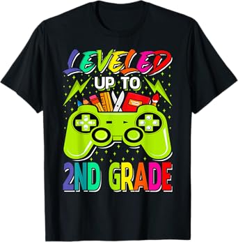 Leveled Up To 2nd Grade Gamer Back To School First Day Boys T-Shirt