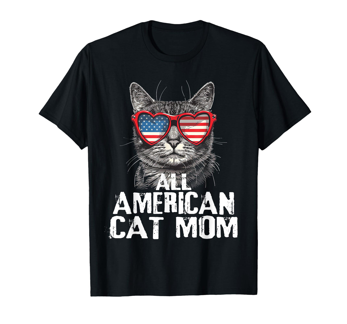 All American Cat Mom 4th Of July Patriotic Women Teen Girls T-Shirt