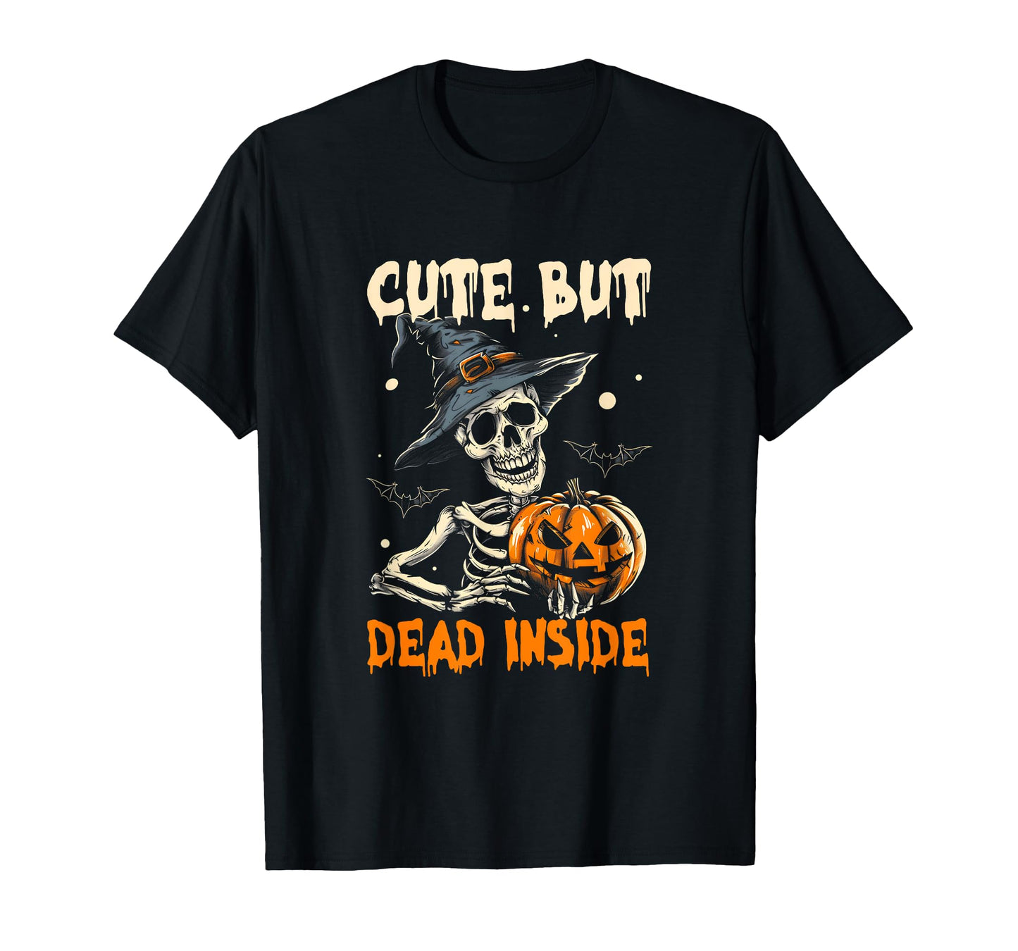 Cute But Dead-Inside Spooky Skeleton Halloween Design Bats T-Shirt