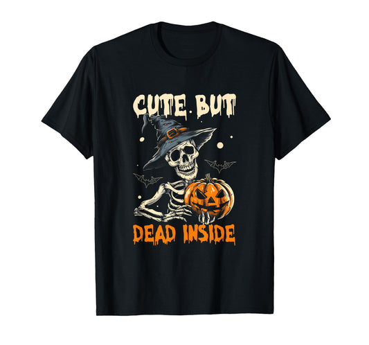 Cute But Dead-Inside Spooky Skeleton Halloween Design Bats T-Shirt