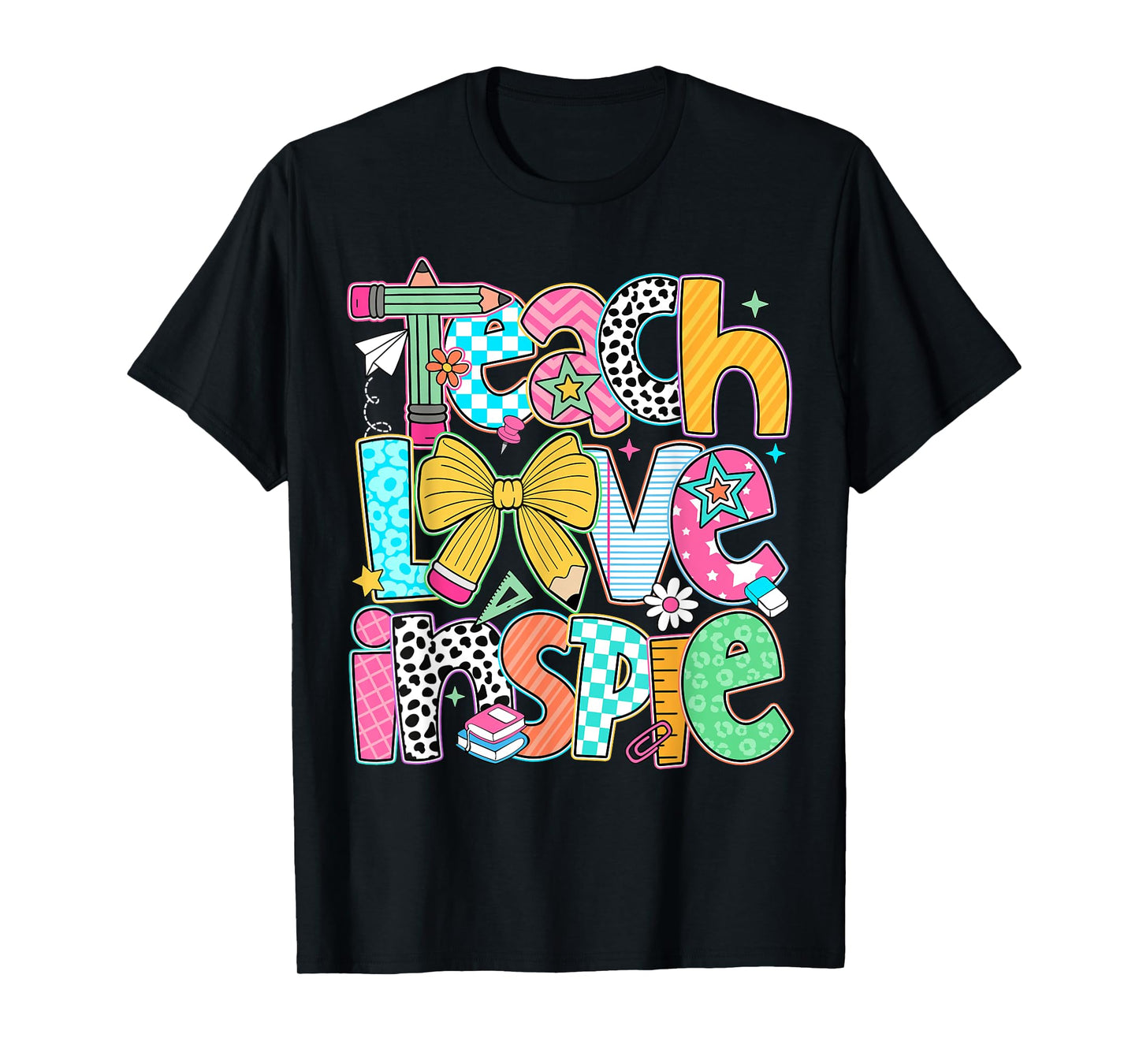 Teach Love Inspire Back To School Teacher Kids Boys Girls T-Shirt