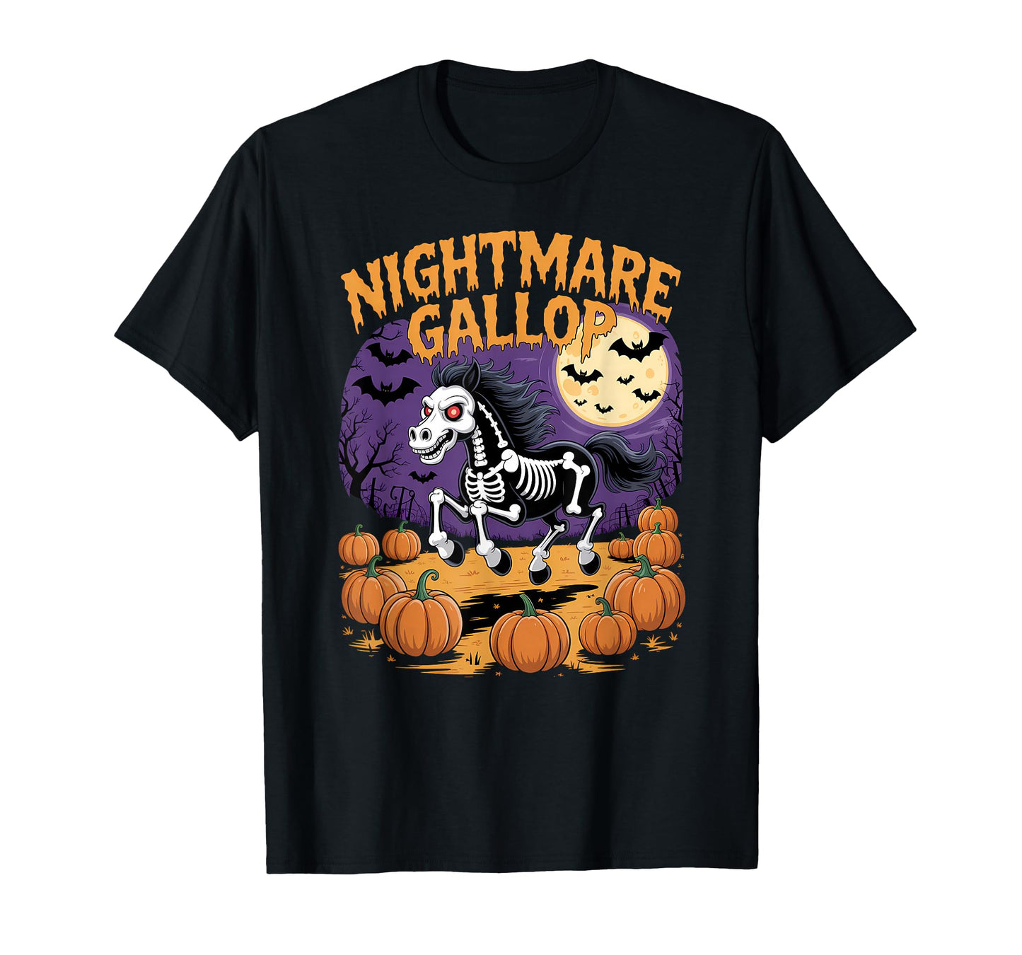 Nightmare Gallop Skeleton Horse Halloween Costume T-Shirt