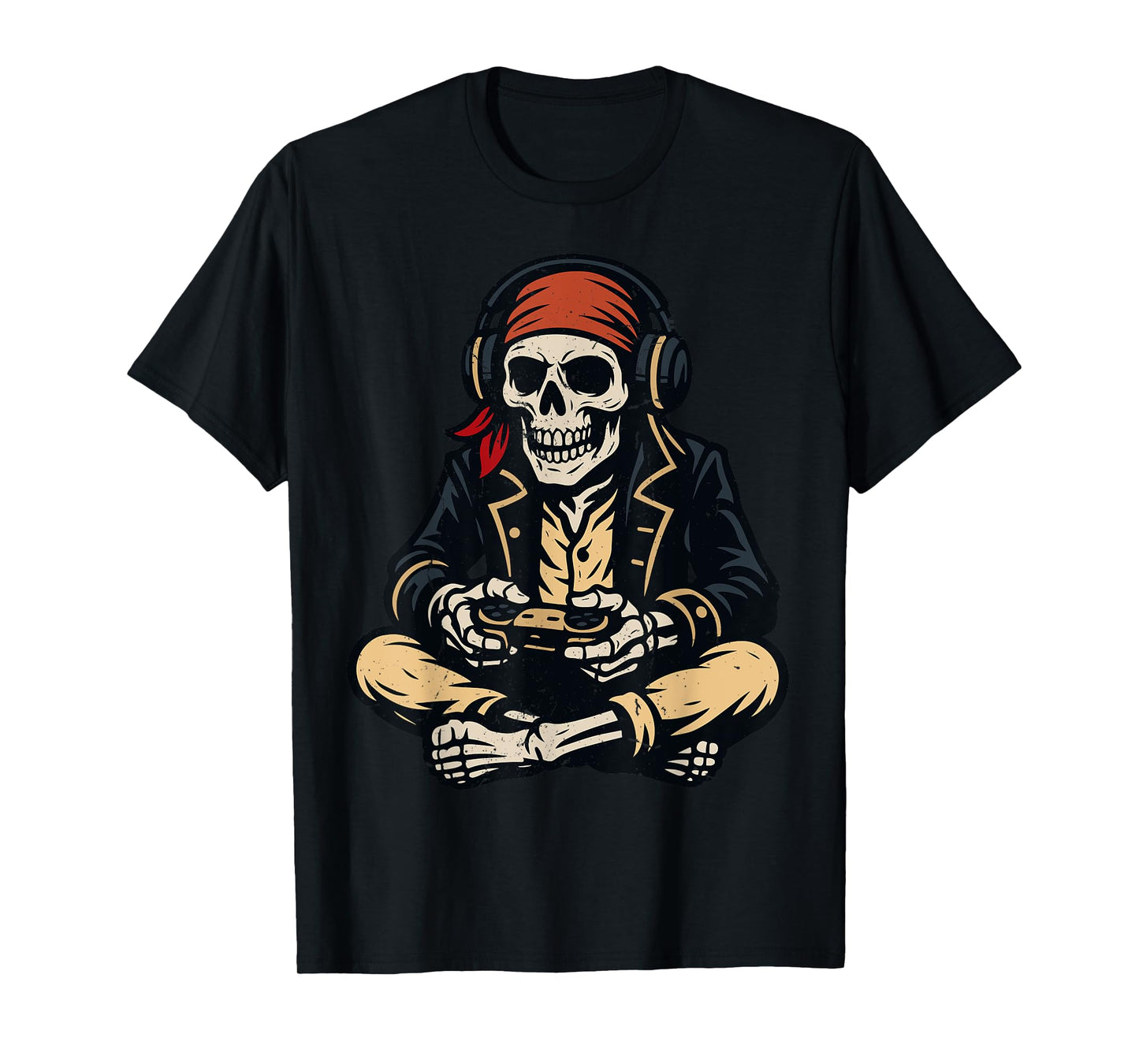 Halloween Pirate Skeleton Gamer Video Gaming Boys Men Kids T-Shirt