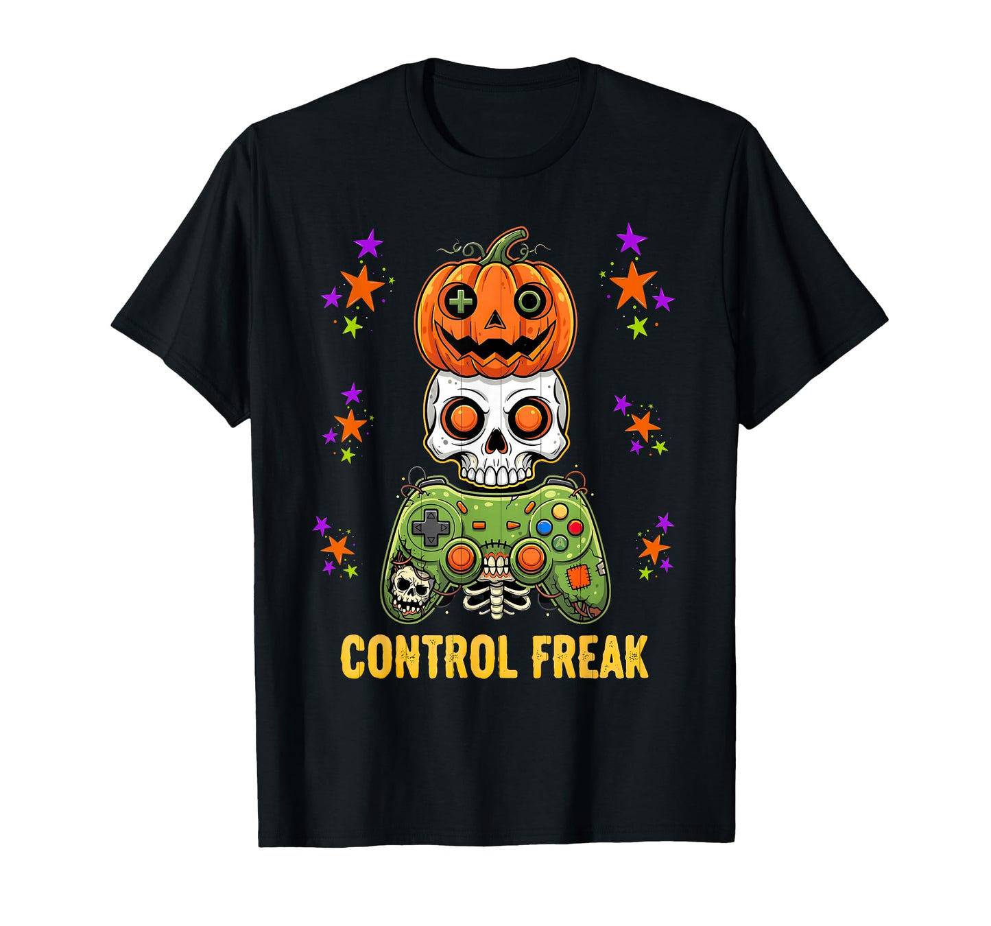 Control Freak Funny Video Game Halloween Gaming Tee Gamers T-Shirt