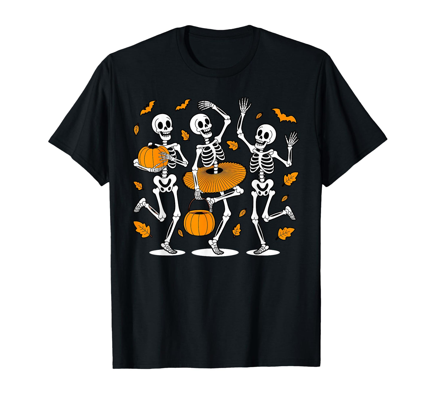 Dancing Skeleton Halloween Pumpkin Dance Girls Women T-Shirt