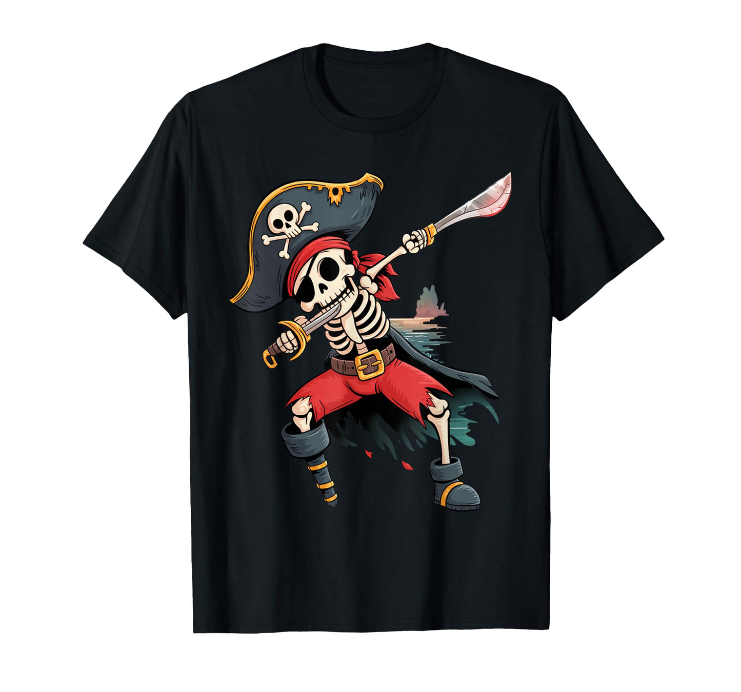 Funny Dab Kids Boy Dabbing Skeleton Pirate Spooky Halloween T-Shirt