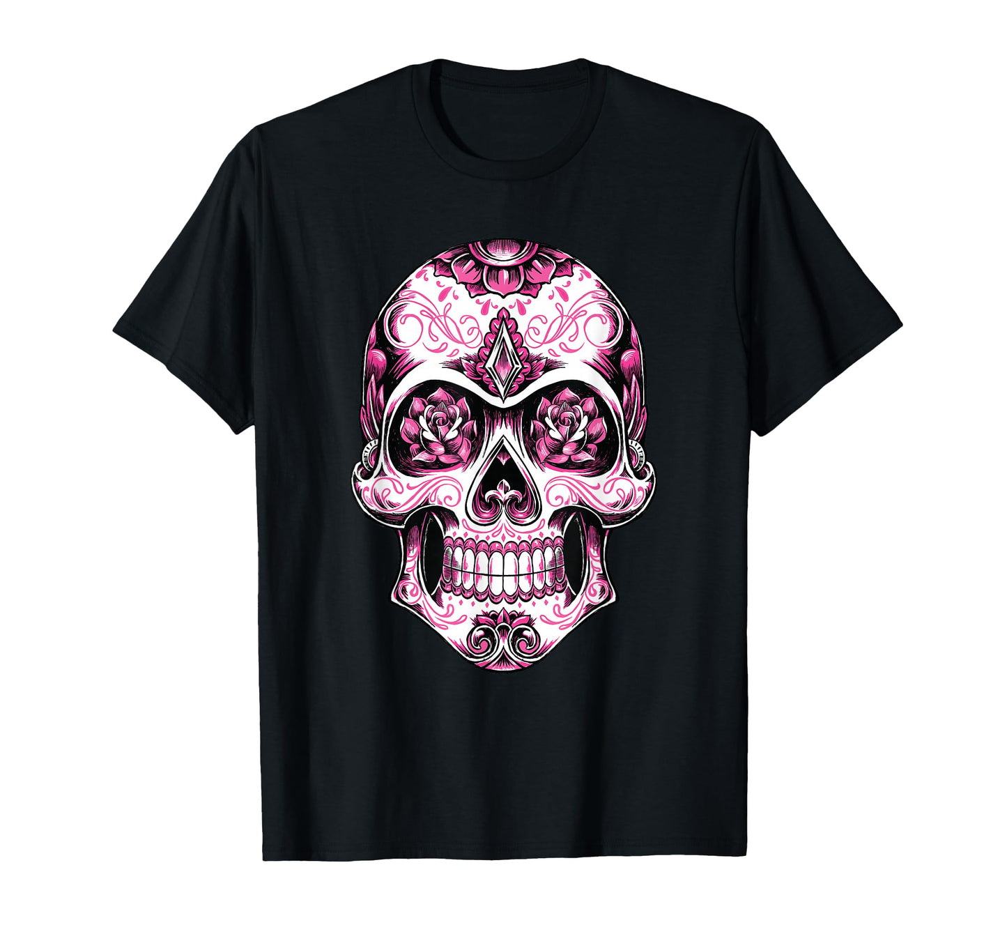 Breast Cancer Shirt Women Pink Sugar Skull T-Shirt