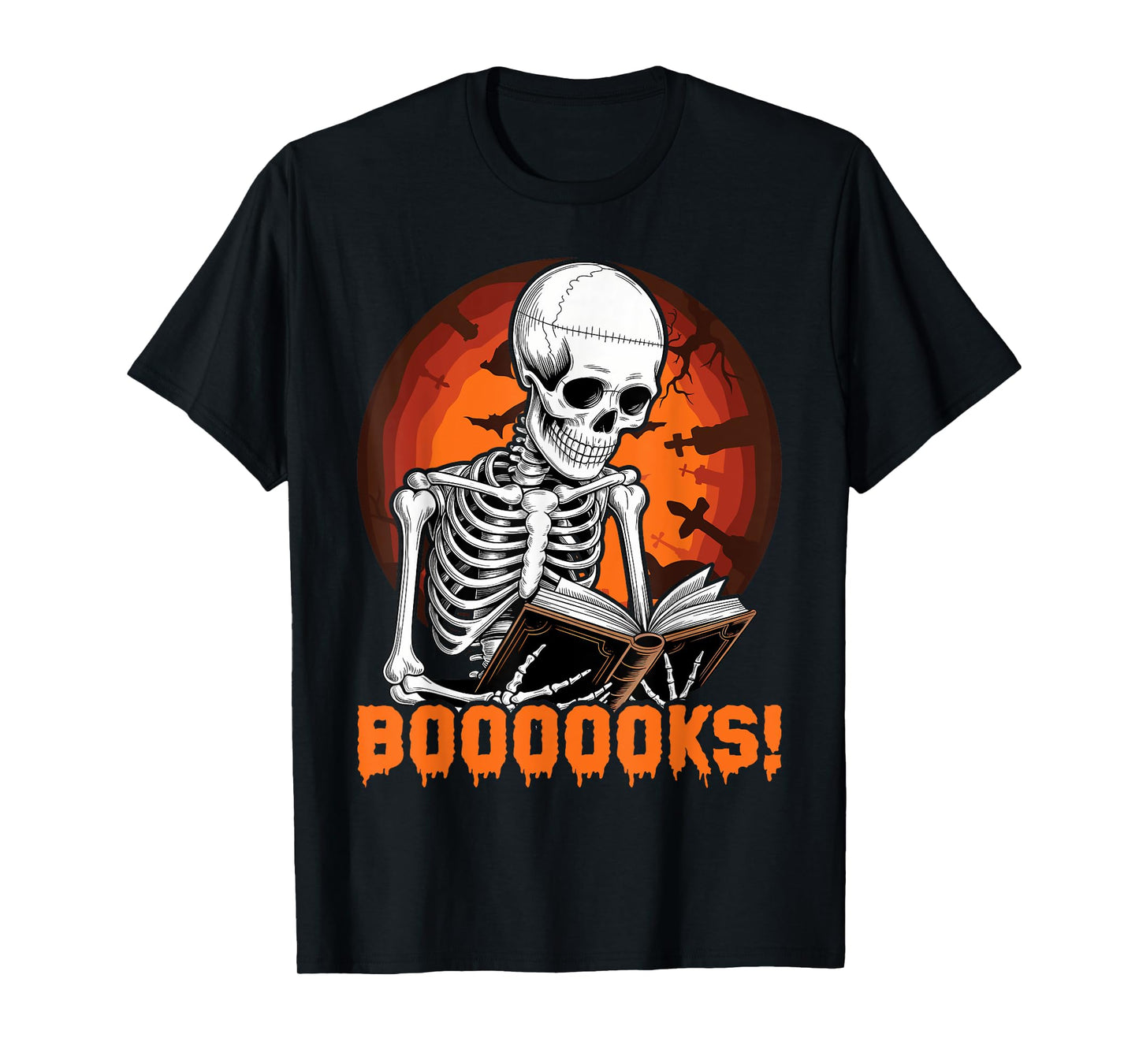 Skeleton Books Halloween Costume Funny Skull Reading T-Shirt