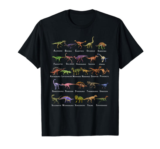 Dinosaur Alphabet Shirt Educational Dino Dinosaur Lover Kids T-Shirt