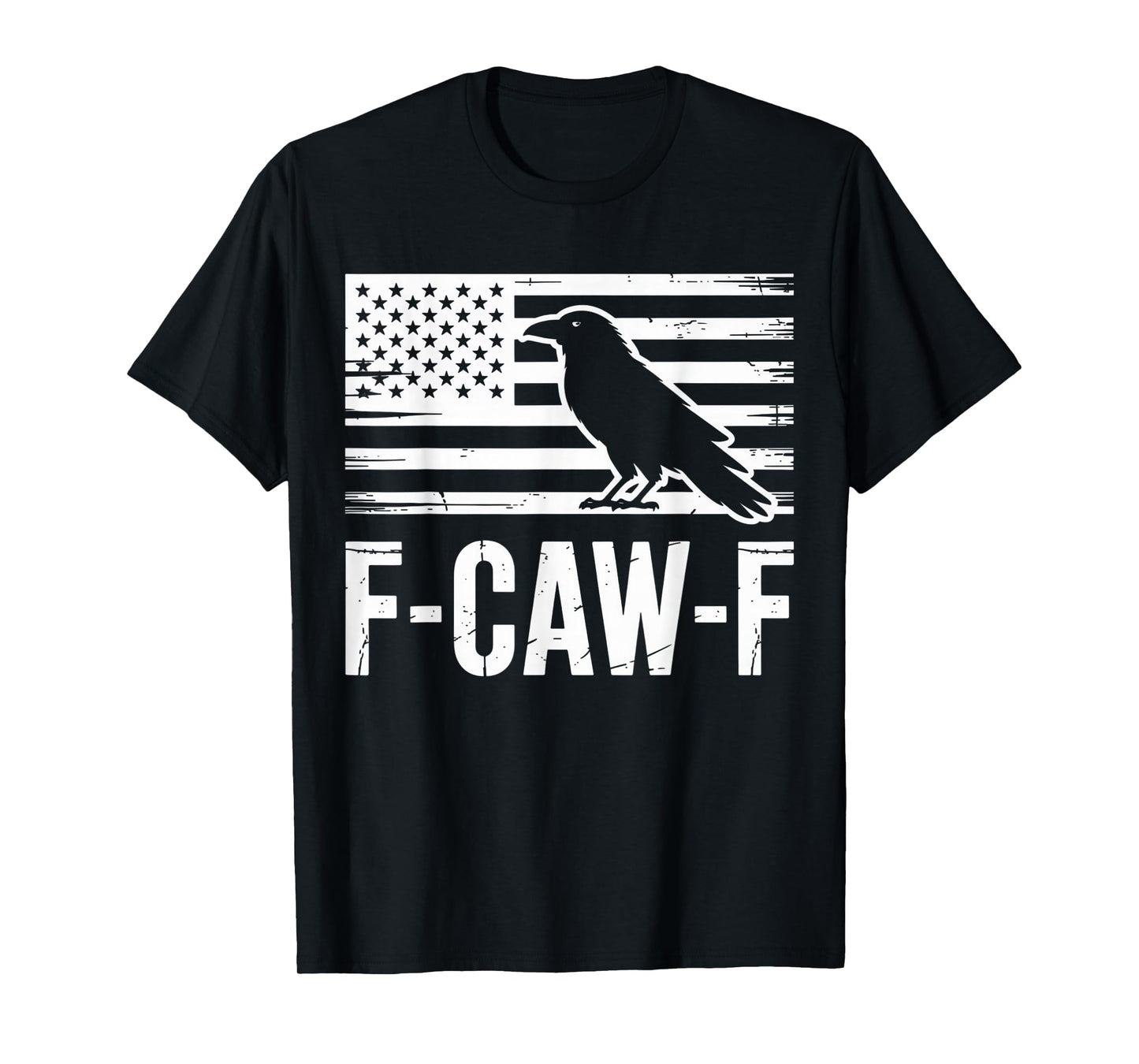 F-CAW-F Sarcastic Bird Lovers Halloween Crow USA Flag T-Shirt