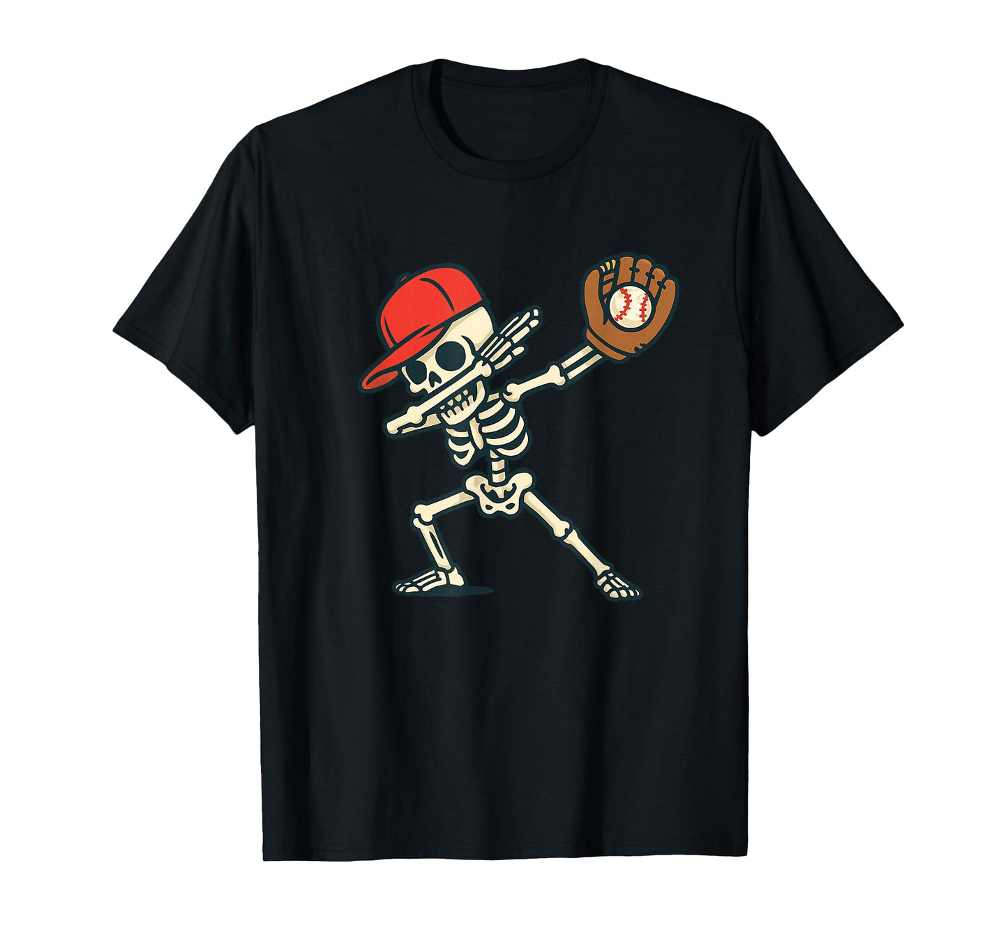 Dabbing Skeleton Baseball Player Halloween Men Women Kids T-Shirt