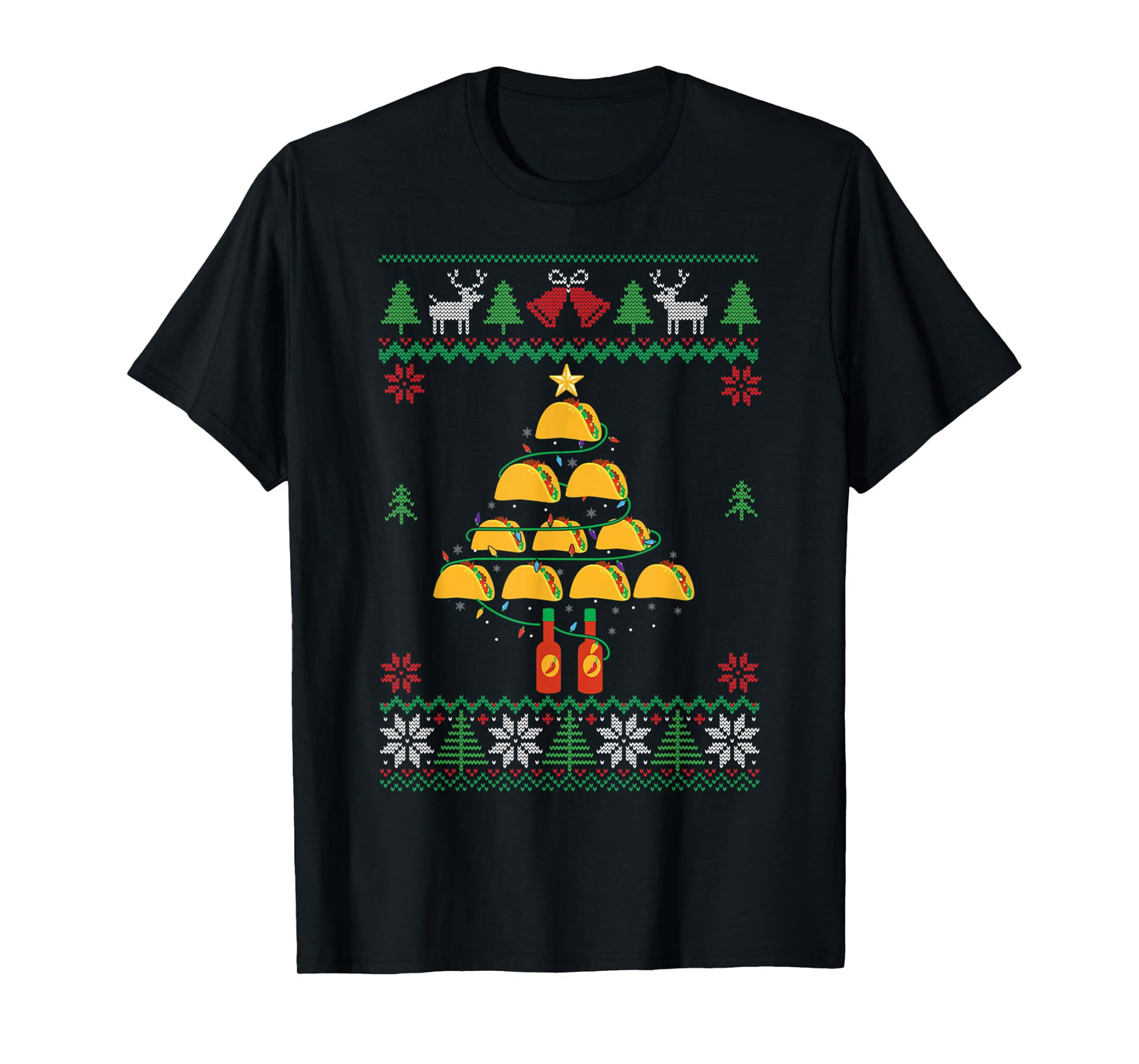 Tacos Christmas Tree Ugly Sweater Christmas Family Matching T-Shirt