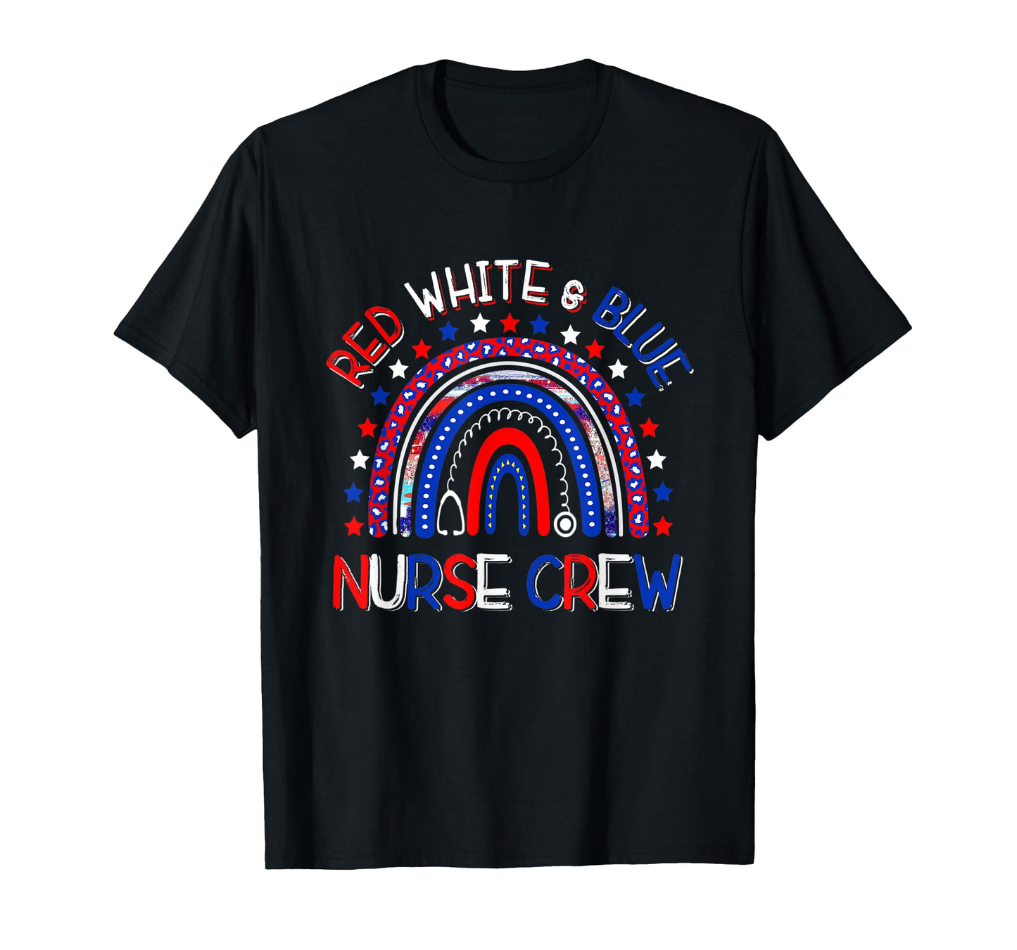 Red White Blue Nurse Crew 4th Of July US Flag Rainbow T-Shirt
