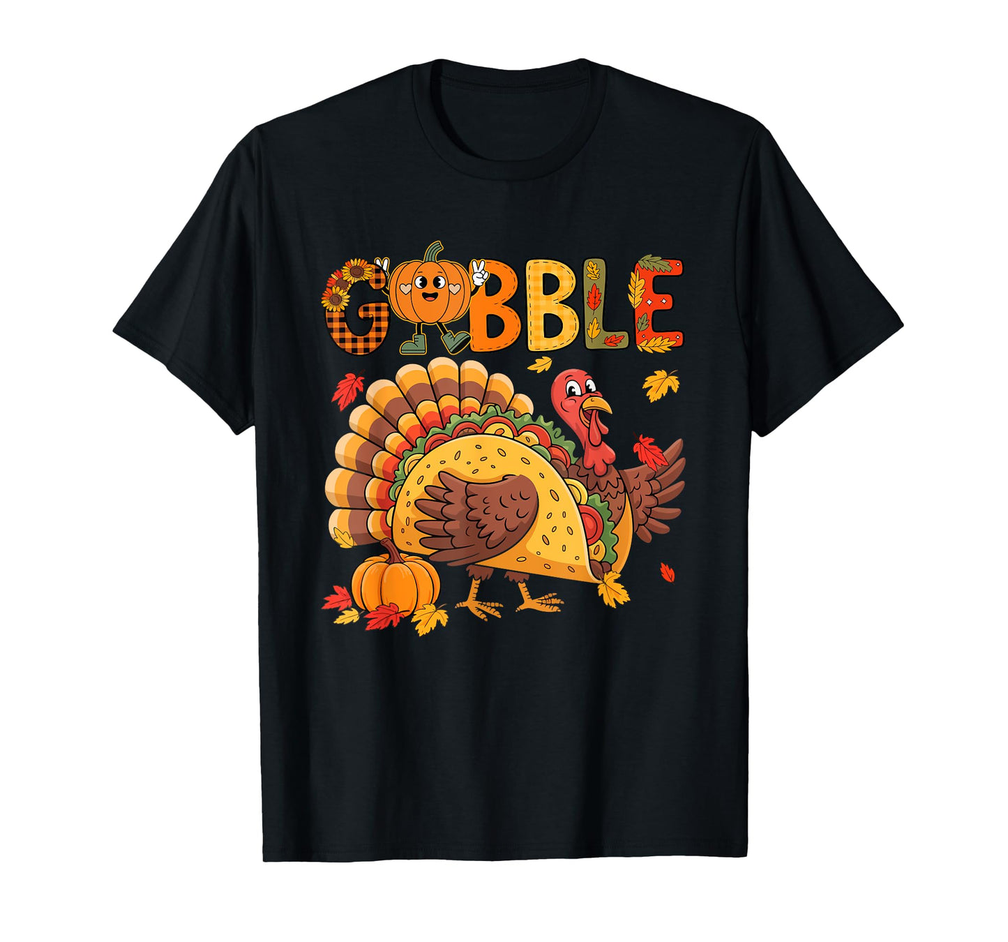 Gobble Thanksgiving Turkey As Taco Matching Food Lover Kids T-Shirt