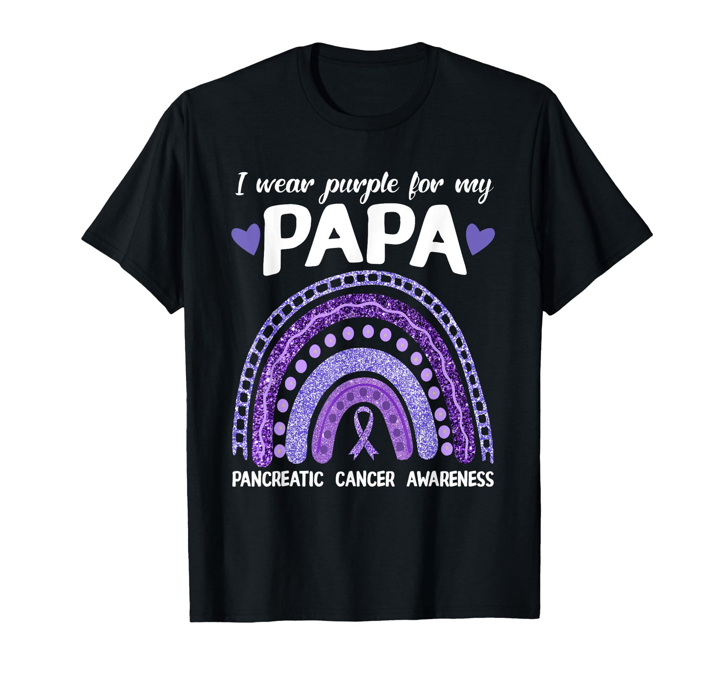 I Wear Purple For My Papa Pancreatic Cancer Rainbow T-Shirt
