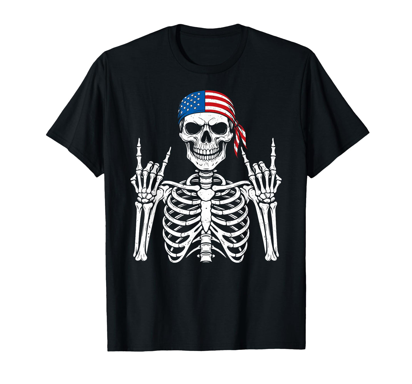 Rocker Hand Skeleton Cool Halloween Punk Rock Men Boys Kids T-Shirt