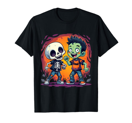 Dabbing Halloween Boys Skeleton Zombie Hallows eve Day T-Shirt