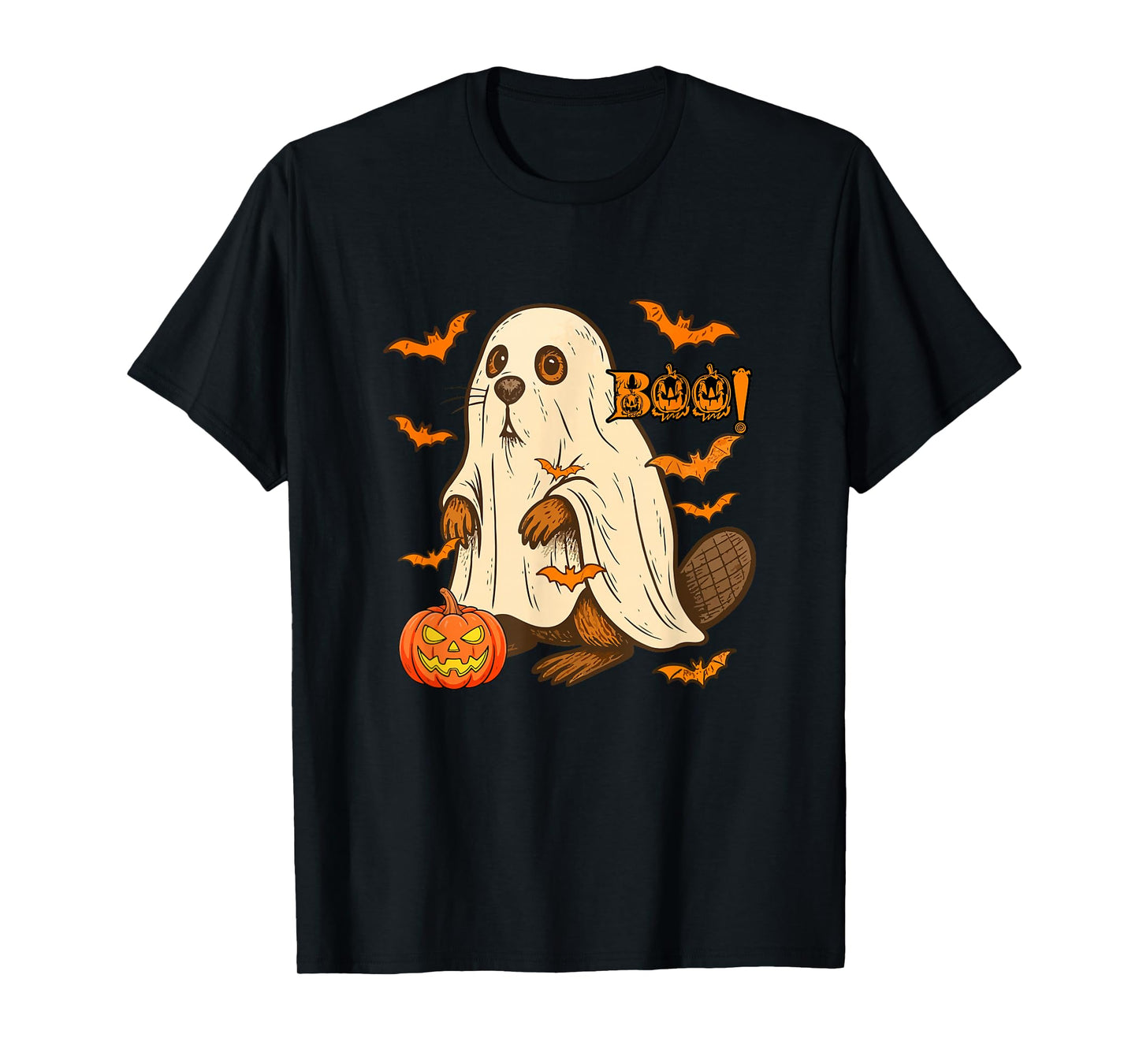 Boo Halloween Beaver Cosplay Ghost Costume Animal Lover T-Shirt