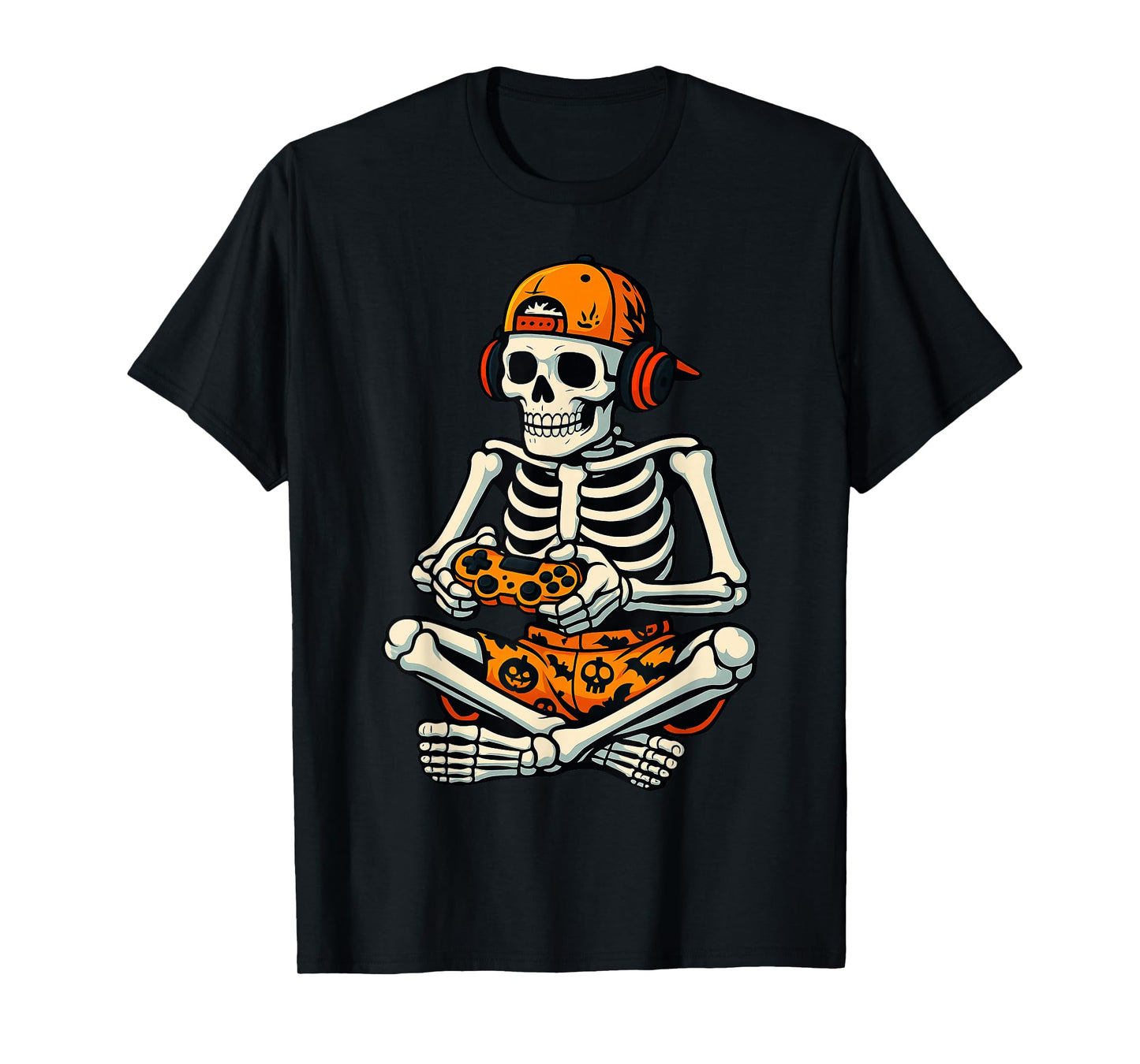 Skeleton Gamer Headphone Funny Halloween Gaming Boys Kids T-Shirt